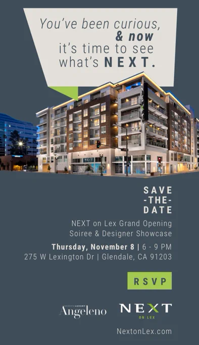 Come celebrate our Grand Opening - Nov 8th 6-9pm! Please rsvp at RSVPLA@modernluxury.com #nextonlex #grandopening #glendale #designershowcase #nextisnow #nextiswow #apartmentsforrent