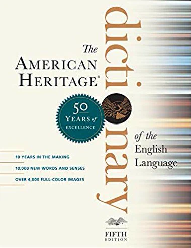 Cover of the 2018 printing of the American Heritage Dictionary, with "50 Years of Excellence" sticker