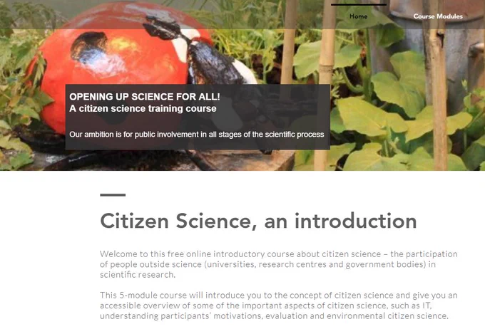 Citizen science introductory online course from @openupsci