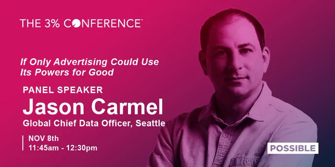 A pink and purple gradient background with Jason Carmel's headshot and white text.