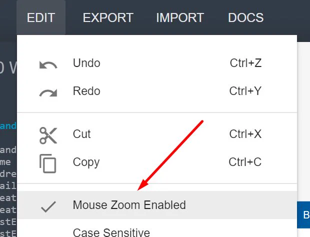screen cap of the option to disable mouse zoom