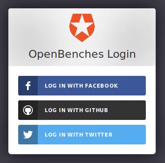 A login screen showing Facebook, GitHub, and Twitter.