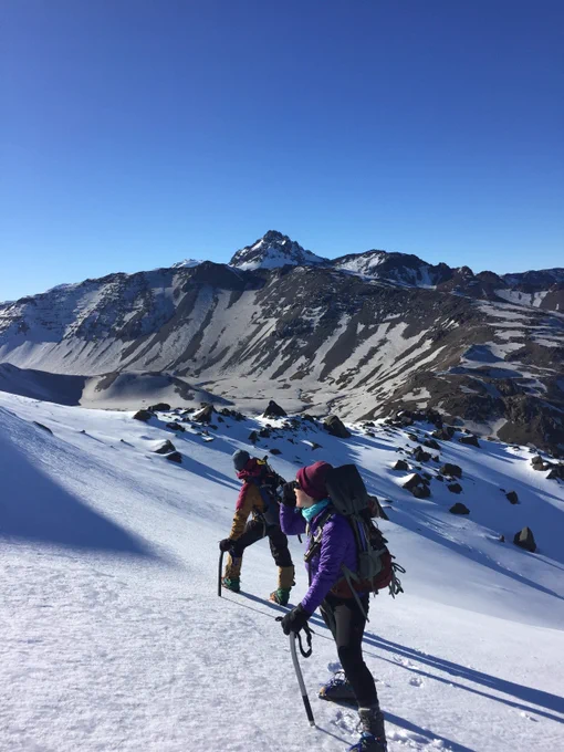 Dr. Katie Markovich surveys the slope of a Chilean mountainside.