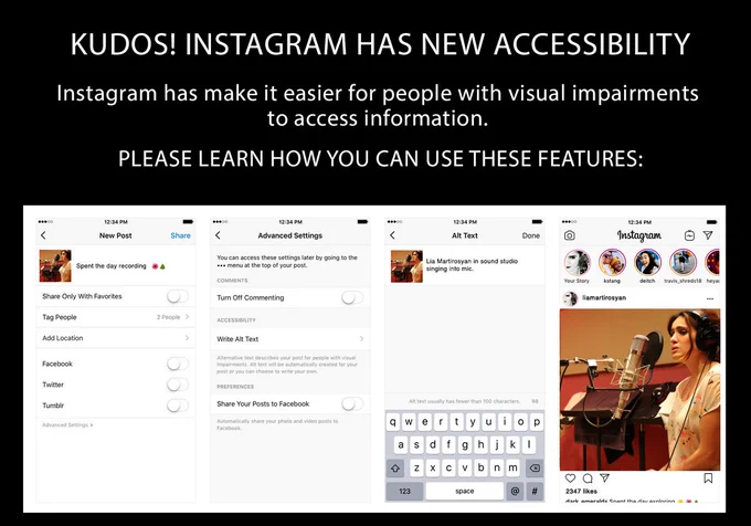 Instagram has made improvements to make it easier for people with visual impairments to use their app