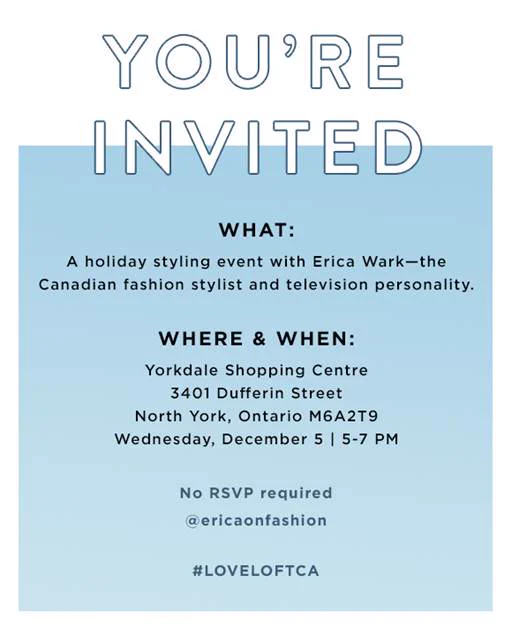 Join us on December 5th as we get ready for the holidays with Erica Wark!