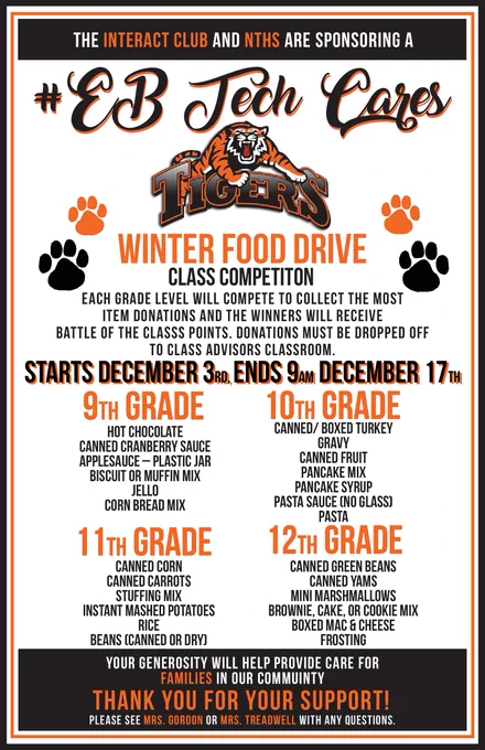EB Tech Winter Food Drive Poster
