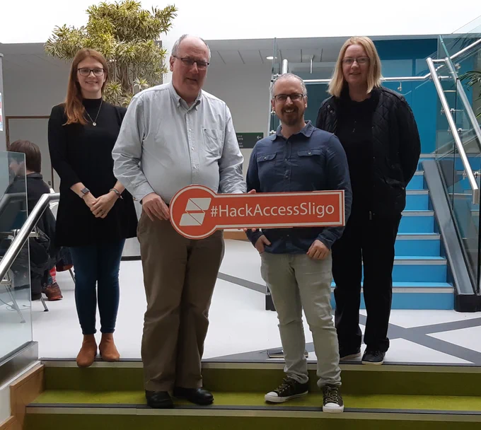 Photo of HackAccess Sligo team meeting with Michael of #ITSligo