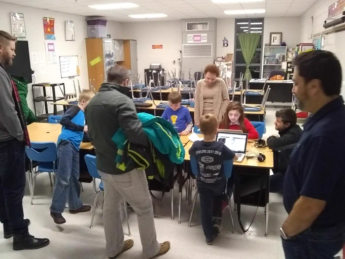 kids coding with dads and microbits