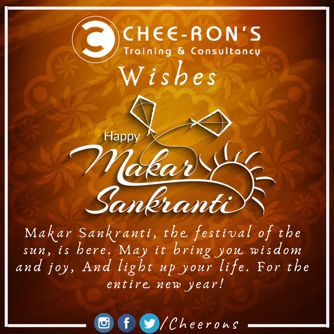Chee-Ron's Wishes you and Your family A Happy Makar Sankranti, 
The festival of the sun god. May it bring you wisdom & happiness !!
May things be blissful and full of joy !!
#HappyMakarSankranti 
#Cheerons
#Digitalmarketingcourse
#Students
#bangalore
#India