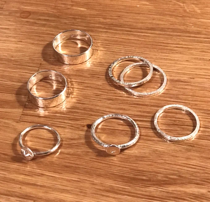 Silver rings made by hand