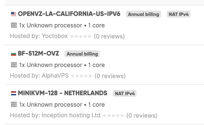 Badges for 'Annual Billing' and 'NAT IPv4'