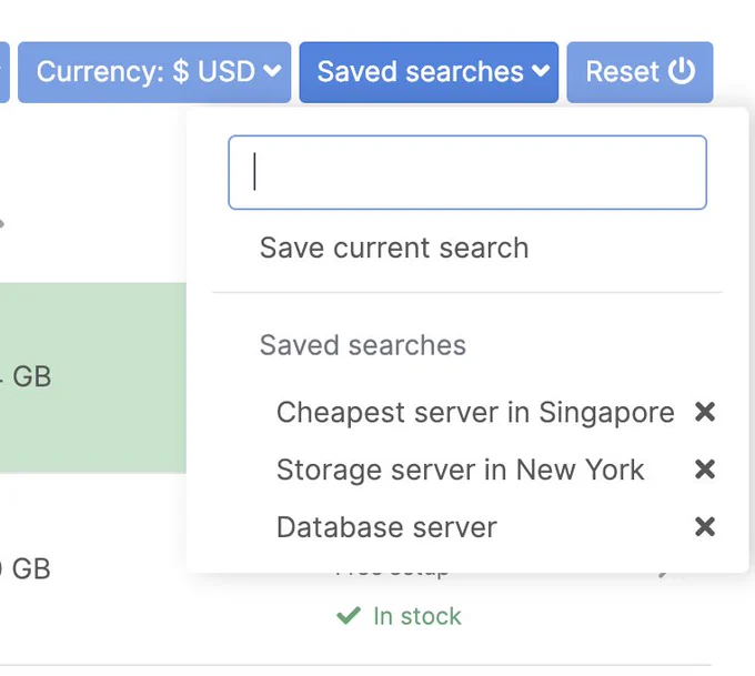 Ability to save your favorite searches