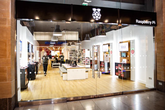 A photograph of the front of the new Raspberry Pi Store.