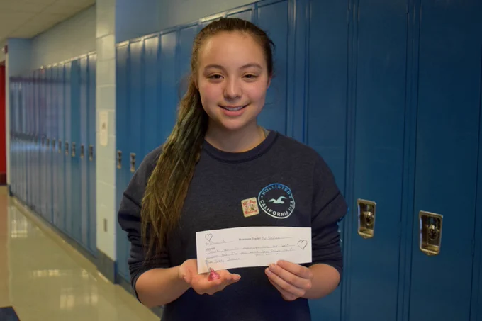 Allison Ai holding candy gram