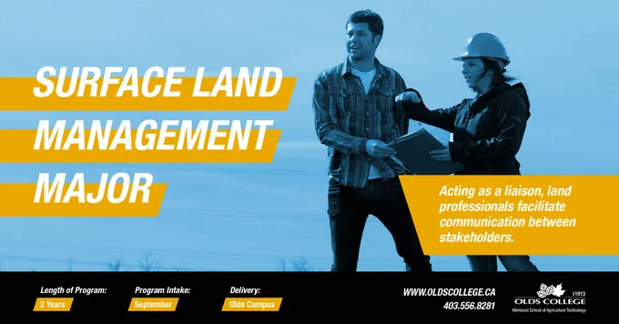 Two people on the right, the female is wearing a hard hat and holding a clipboard. They are looking out onto the land they are discussing. The text describes the program, the information is found in the link in the caption.