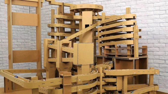 marble run made of cardboard