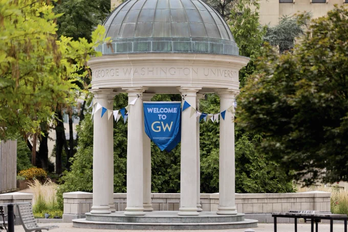 GW tempietto with Welcome to GW banner