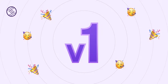Large "v1" text surrounded by party graphics.