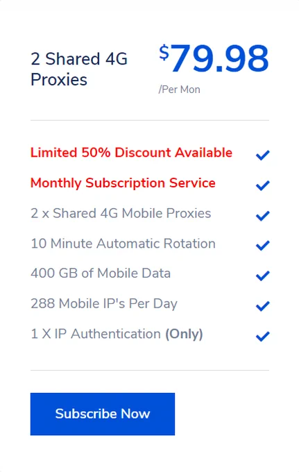 https://4gmobileproxy.com
2 x Shared #4GMobileProxies
10 Minute Automatic Rotation
400 GB of Mobile Data
288 Mobile IP's Per Day
#UKMobileProxies
#UK4GProxy