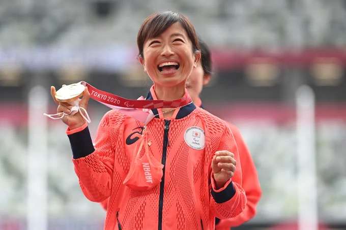Gold medalist Misato Michishita of Team Japan poses during the women’s Marathon.