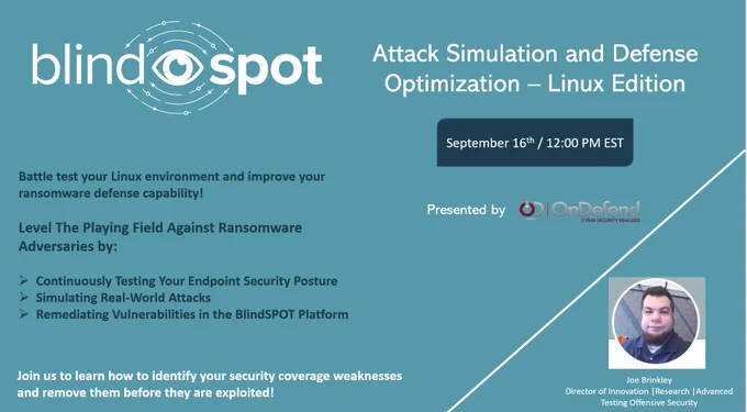 Upcoming webinar on Linux TTP's hosted by Joe Brinkley AKA TheBlindhacker Director of Offensive Security at OnDefend 