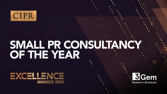 30.	Small PR Consultancy of the Year - Excellence 2021 3Gem | Research Broadcast