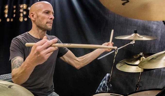 Pete Riley on drums