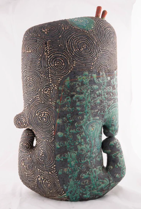 Glazed stoneware ceramic abstract piece by Yoshihiro Ikeda, made ca. 2009. From the Beach Museum of Art collection (2019.181).