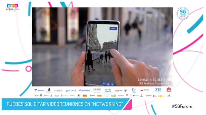 La Semana Santa malagueña también ha tenido protagonismo en @5G_FORUM , gracias a @VRestudio. Pablo Becerra muestra una experiencia multicámara con imágenes capturadas en 360º que se grabaron en 2019, en colaboración con @Telefonica, gracias a Polo Digital @malaga @fycma