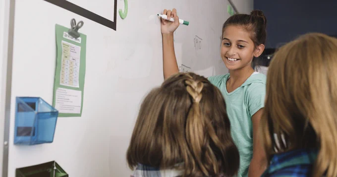 Girl Scout in a classroom