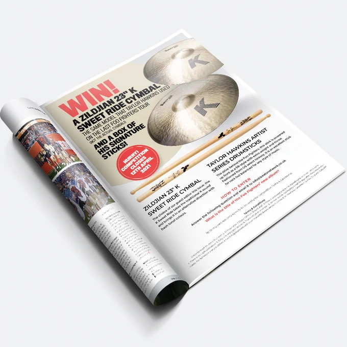 Rhythm Issue 299 Zildjian cymbal and sticks competition artwork