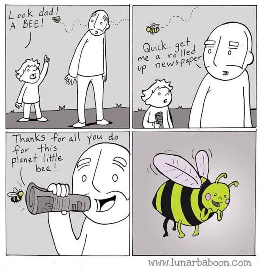 lunar baboon cartoon - bee grateful - thanks for all you do for this planet little bee