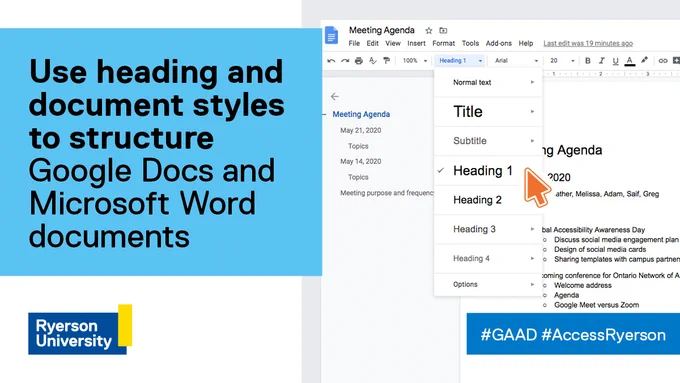 Use heading and document styles to structure Google Docs and Microsoft Word documents.
