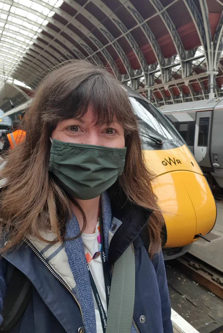 Selfie at Paddington Station in front of a train