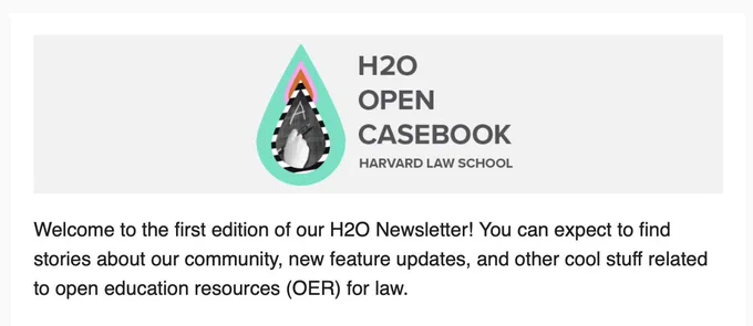 Screenshot of H2O newsletter introduction
