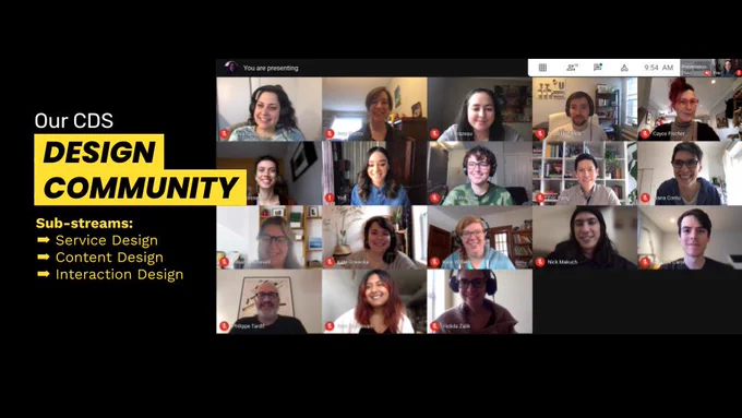Our CDS Design Community has three sub-streams: service design, content design, and interaction design. 