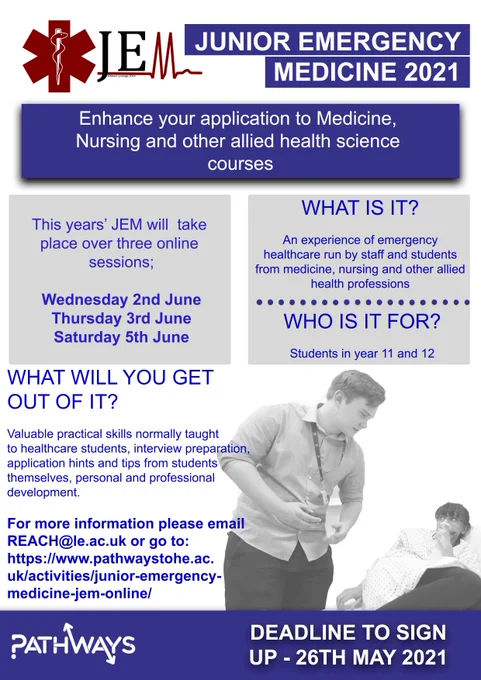 Enhance your application to Medicine, Nursing or other allied health science courses with Junior Emergency Medicine 2021. Three sessions, delivered online. Staff and students from medicine, nursing and other allied health professions will deliver an experience of emergency medicine. Participants can gain experience in practical skills, interview preparation and application hints and tips.