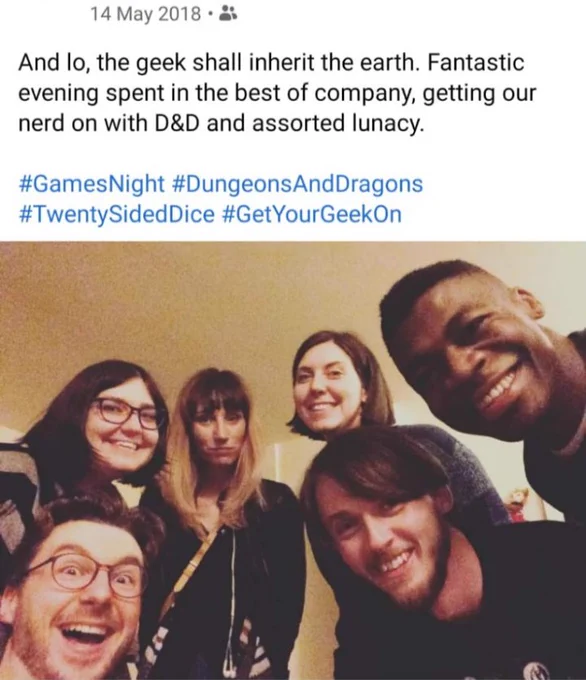 The cast of Dungeon Manager (Ed, Jess, Diani, Kathryn, Michael & Mbili) all looking at the camera and smiling.
