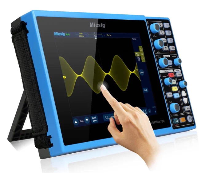 The STO2000C series is a new portable smart oscilloscope released by Micsig. With 300MHz bandwidth, 2GSa/s sample rate, up to 280Mpts memory depth, it also newly added segmented memory function, available in 2 analog channels, making the waveform capture rate high up to 270,000 wfm/s.
It adopts high-sensitivity digital trigger system, with abundant trigger and decoding types, multiple measurement and mathematical calculation options, standard digital filter module, supports 256-level intensity grading with colour temperature display; equipped with LAN, Wi-Fi, USB Host, USB Device, HDMI, Aux out I/O ports.
The 8" 800x600 TFT LCD capacitive touch-screen and the high-level integrated control panel, combined with Micsig's unique patented touch algorithm technology, elevates user experience to a whole new level.
More on www.micsig.com
