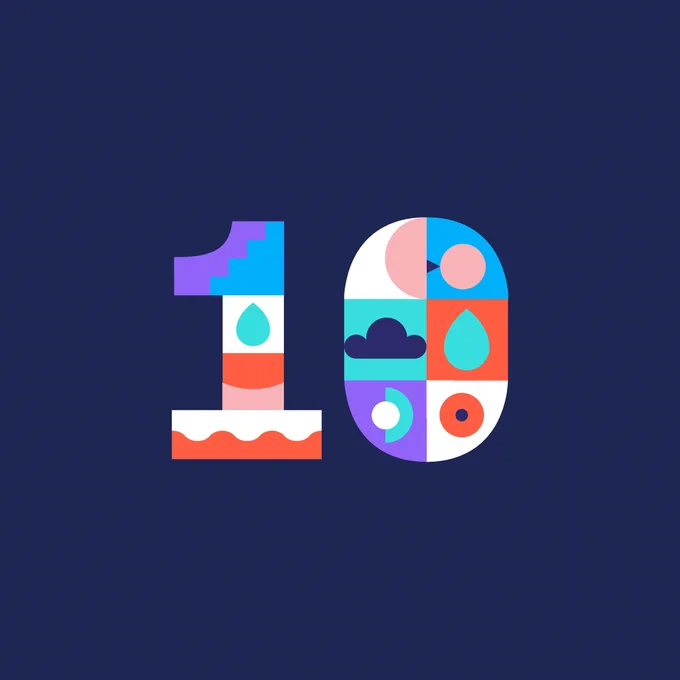Stylized number 10 to celebrate Dropmark’s 10th birthday