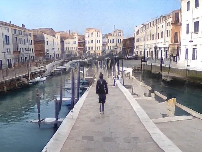 Strolling Cities - A still capture of Venice seen from an A.I.