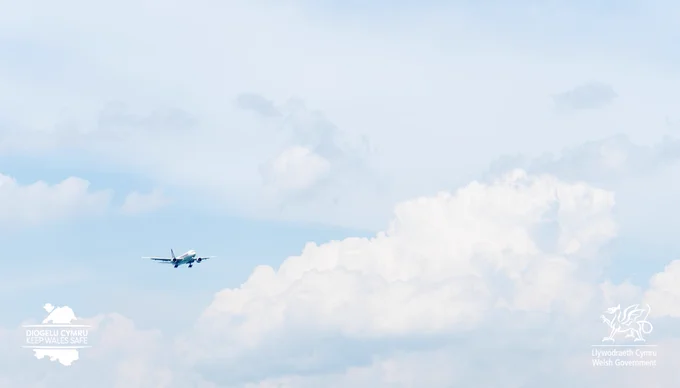 Plane in the distance in a cloudy sky