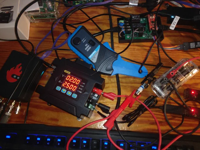workbench with some electrical measurement equippment