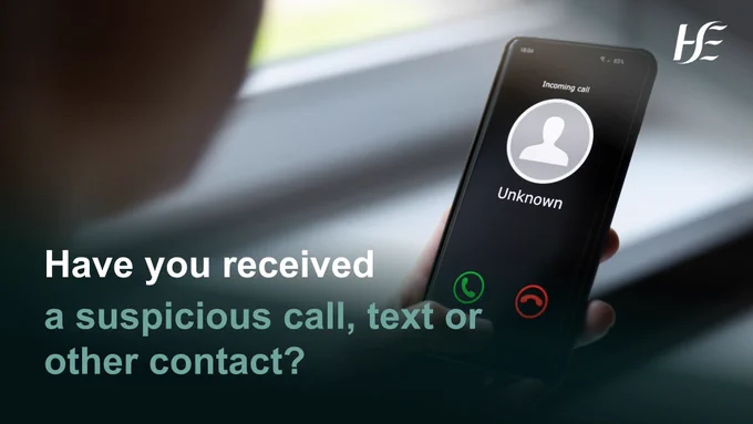 Have you recieved a suspicious call, text or other contact? And a phone showing an unknown caller 
