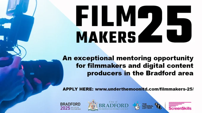 A photo of a camera with the Filmmakers25 logo.