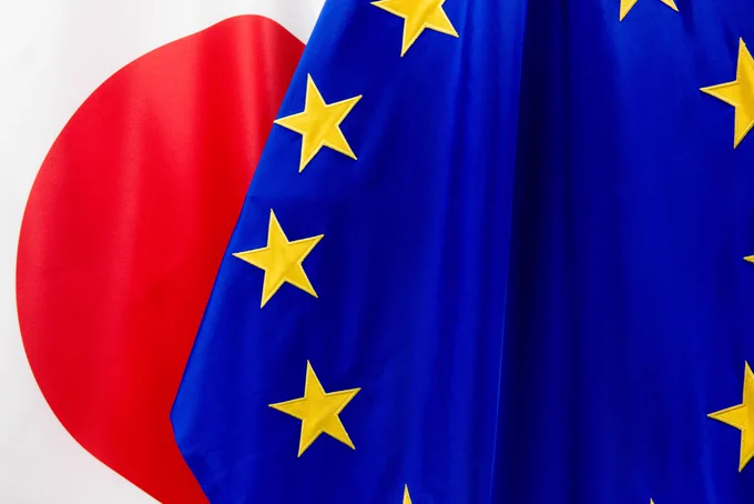 EU and Japan flags