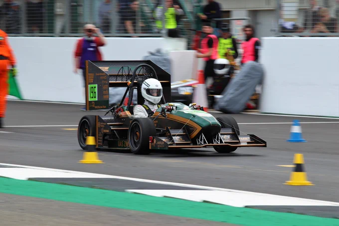 WHZ Racing Team jump off the line at the Acceleration course at FS2019 at Silverstone.