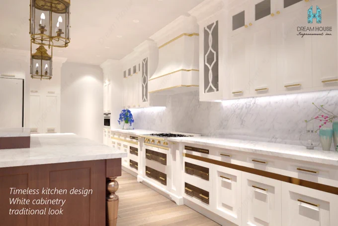 white and golden cabinetry design
