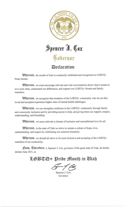 PDF of LGBTQ  Month in Utah Declaration.