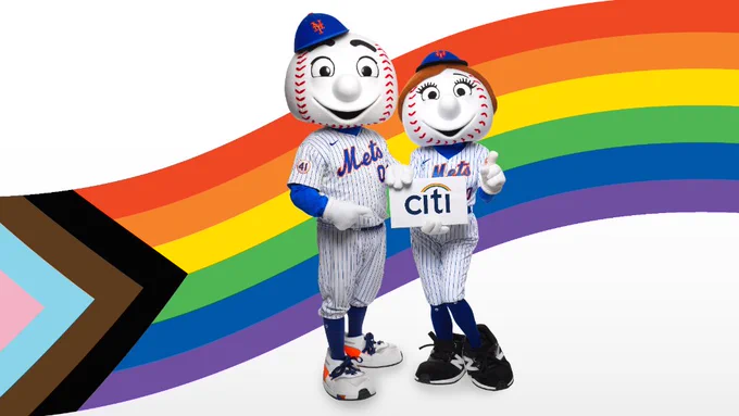 Mr. Met and Mrs. Met help Citi celebrate the importance of self-expression on June 25th for Pride Night Citi Field. 